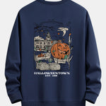 Halloween Pumpkin Town Print Relax Fit Sweatshirt