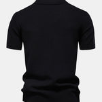 Pineapple Texture Knit V Neck Polo