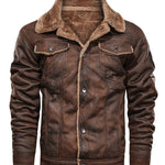 Regular Fit Faux Fur Lined Faux Suede Jacket