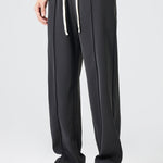 Relax Fit Long Sleeve 2 In 1 Waffle T-Shirt & Single Pleat Drawstring Straight Leg Pants
