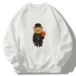 Basketball Bear Print Crew Neck Relaxed Sweatshirt