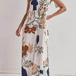 Margovil Tie Knot One Shoulder Floral Print Maxi Dress