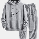 It Is What It Is Print Relax Fit Hoodie & Jogging Pants