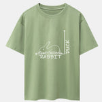 Rabbit Or Duck Optical Illusion Print Drop Shoulder Oversize T-Shirt