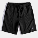 Short Sleeve Geometric Jacquard Arc Hem T-Shirt & Shorts
