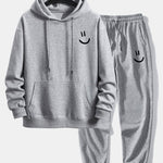 Smiley Face Print Relax Fit Hoodie & Jogging Pants