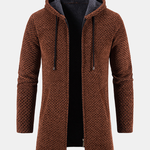 Long Line Textured Hooded Sweater