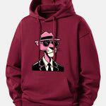 Pink Gentleman Panther Print Relax Fit Hoodie