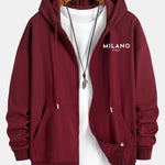 Milano Italy Print Relax Fit Zip Hoodie