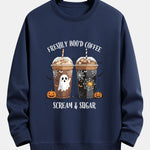 Halloween Coffee Print Relax Fit Sweatshirt
