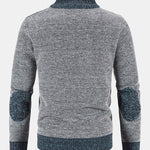 Zip Up Faux Suede Patchwork Sweater