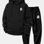 Ghost Drinking Coffee Print Drawstring Hoodie & Ghost Drinking Coffee Print Jogger Pants