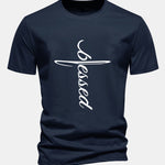 Regular Fit Blessed Print Cotton T-Shirt