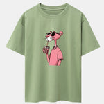Pink Panther Print Drop Shoulder Oversize T-Shirt