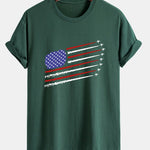 Regular Fit Fighter Jets American Flag Print Cotton T-Shirt