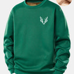 Deer Head Print Teddy Fleece Lined Sweatshirt