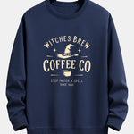 Witches Brew Coffee Halloween Print Relax Fit Sweatshirt