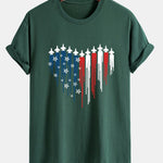 Regular Fit Heart Shaped Fighter Jets USA Flag Print Cotton T-Shirt