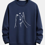 Cat High-Five Print Relax Fit Sweatshirt