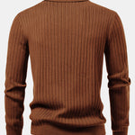 Long Sleeve Ribbed Knit Johnny Collar Polo Shirt