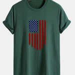 Regular Fit American Flag Print Cotton T-Shirt
