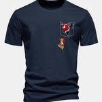 Regular Fit Pocket Santa Print Cotton T-Shirt