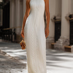 Timeless Elegance Cable-Knit Halter Maxi Dress