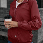 Casual Sportswear Solid Pocket Hooded Collar Outerwear