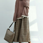 Vintage Loose Wide Leg Checkered Elastic Waist Pants