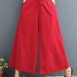 Simple Wide Leg Loose Drawstring Solid Color Casual Pants Bottoms