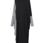 Casual Loose Split-Joint Contrast Color High-Neck Long Sleeves Dress