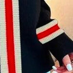 Long Sleeves Loose Split-Joint Striped High Neck Sweater Tops
