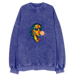 Woman Blowing Bubblegum Vintage Sweatshirt