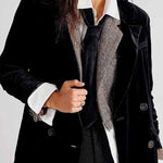 Elegant Solid Patchwork Turn-back Collar Outerwear