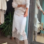 Orozco Knit Organza Bow Button-down Long Sleeve Loose Cardigan