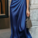 Loose Short Sleeves Asymmetric Solid Color Split-Joint V-Neck Evening Dresses Maxi Dresses