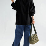 Long Sleeves Loose Solid Color High Neck T-Shirts Tops