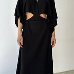 Chic Exposed Waist Cotton and Linen Dress