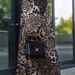Rayna Lace Mixed Leopard Print Balloon Sleeve A-line Maxi Dress