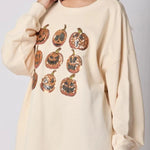 Halloween Pumpkin Sequin Loose Casual Sweatshirt