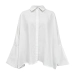 Long Sleeves Loose Solid Color Lapel Collar Blouses&Shirts Tops