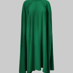 Simple Batwing Sleeves Lace-Up Solid Color High-Neck Midi Dresses