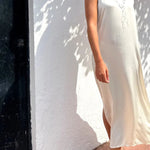 Satin midi dress with seam detail