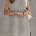 Casual Solid Slit O Neck A Line Dresses