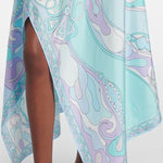 Satin Unique Print Halter Top and Irregular Midi Skirt Set