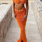 Takian Hollow Crochet Knit Braid Shell Trim Crop Vacation Tank