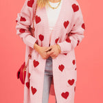 Love knitted cardigan Love pocket V-neck mid-length knitted cardigan