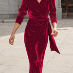 New autumn and winter velvet chiffon strappy dress