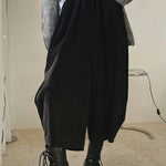 Harem Pants Wide Leg Elasticity Solid Color Split-Joint Pants Trousers