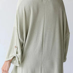 Kpion Pocket Crew Neck Button Down Long Sleeve Top